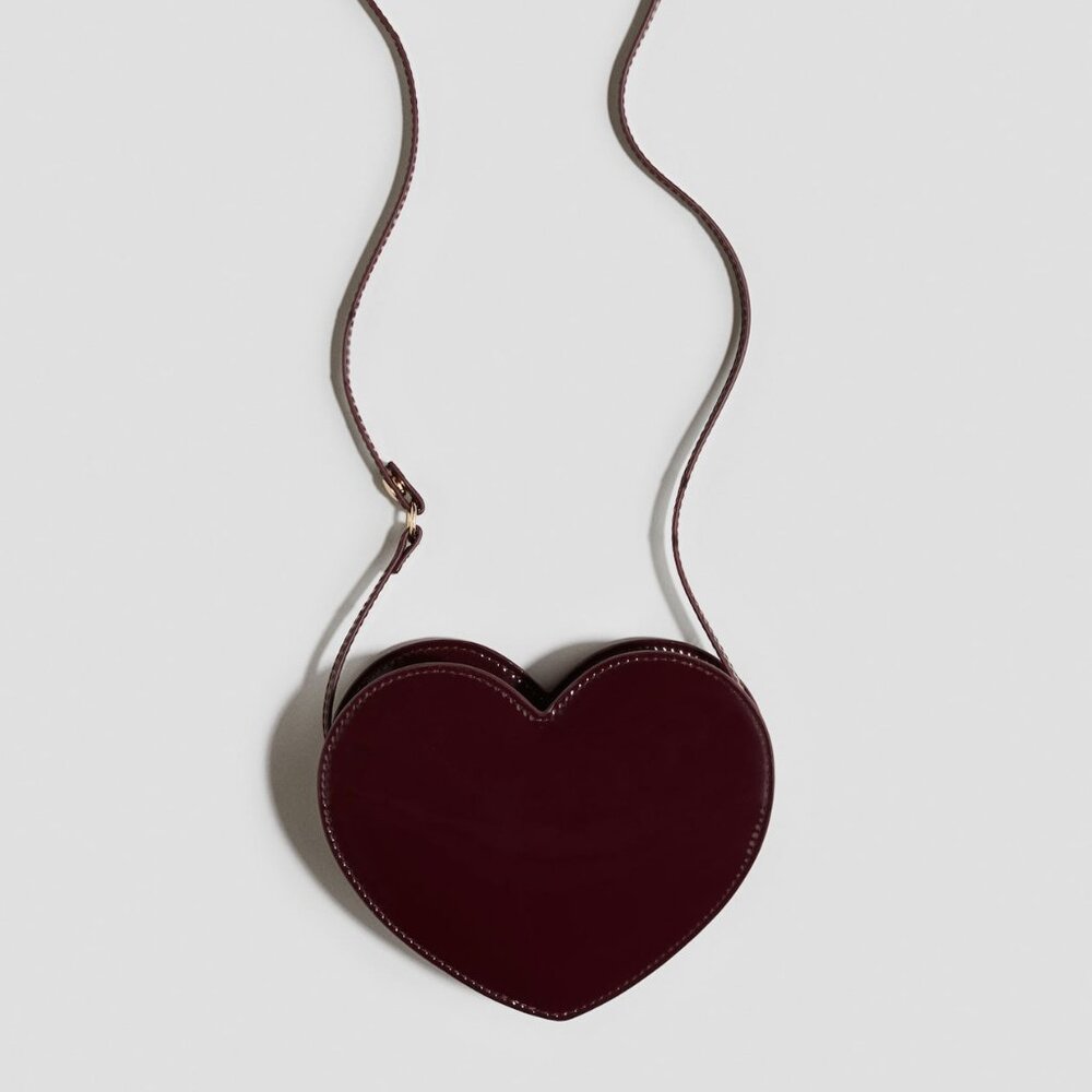 Burgundy Mini Heart Shoulder Purse